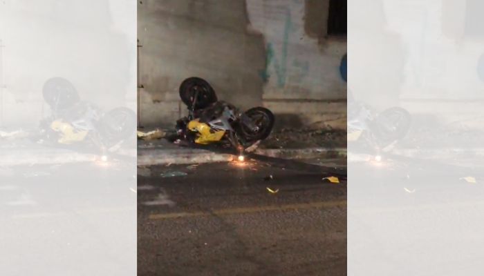Motociclista fica ferido após bater em placa de trânsito em Vitória