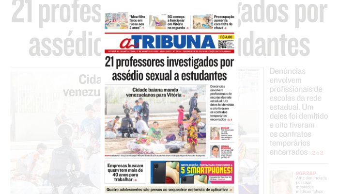 Confira os destaques do jornal A Tribuna desta quarta-feira