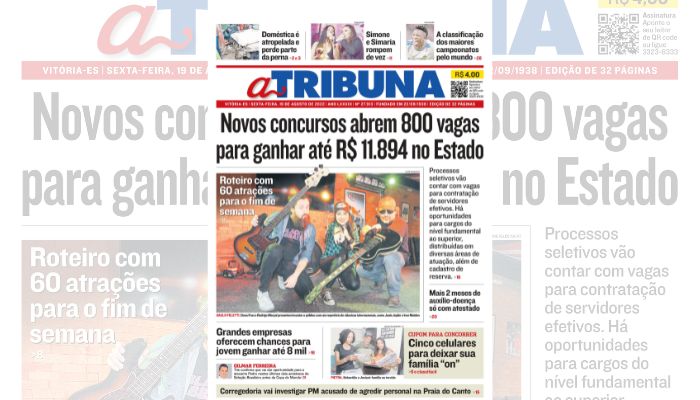 Confira os destaques do jornal A Tribuna desta sexta-feira