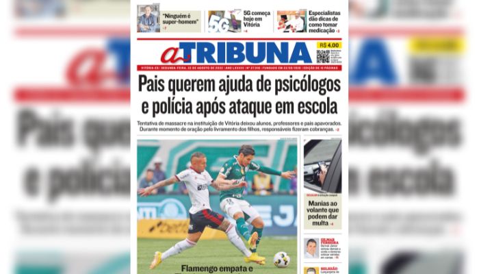 Confira os destaques do Jornal A Tribuna desta segunda-feira