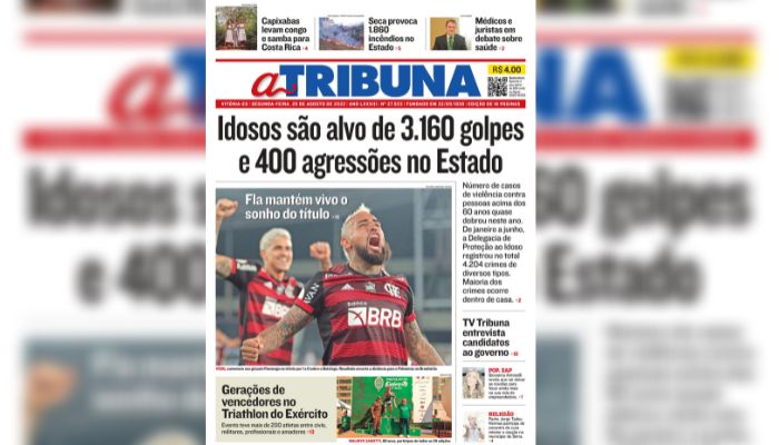 Confira os destaques do Jornal A Tribuna desta segunda-feira