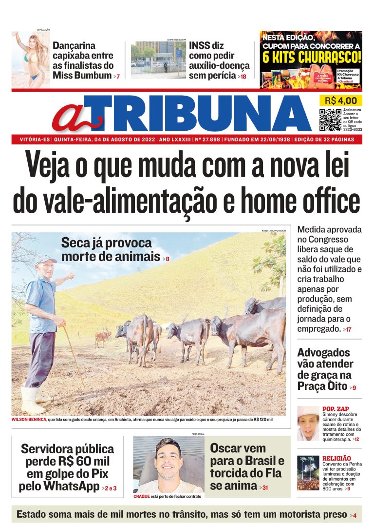 Confira os destaques do Jornal A Tribuna desta quinta-feira