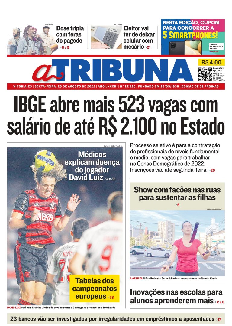 Confira os destaques do Jornal A Tribuna desta sexta-feira