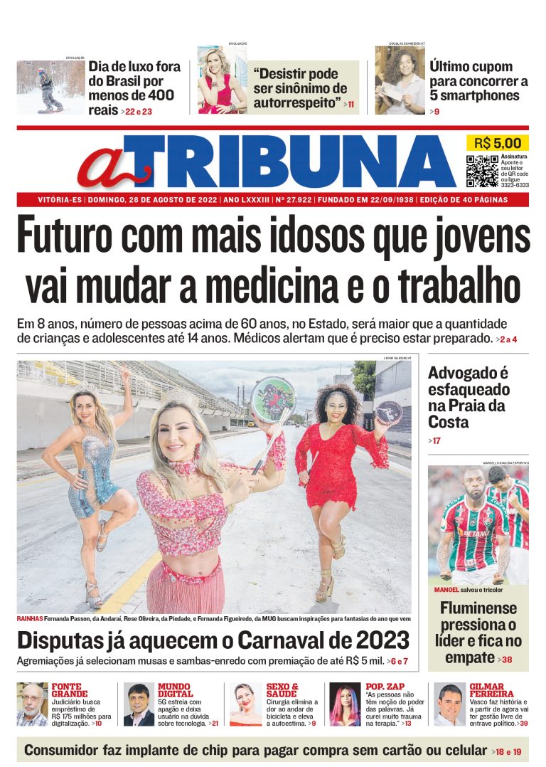Confira os destaques do Jornal A Tribuna deste domingo
