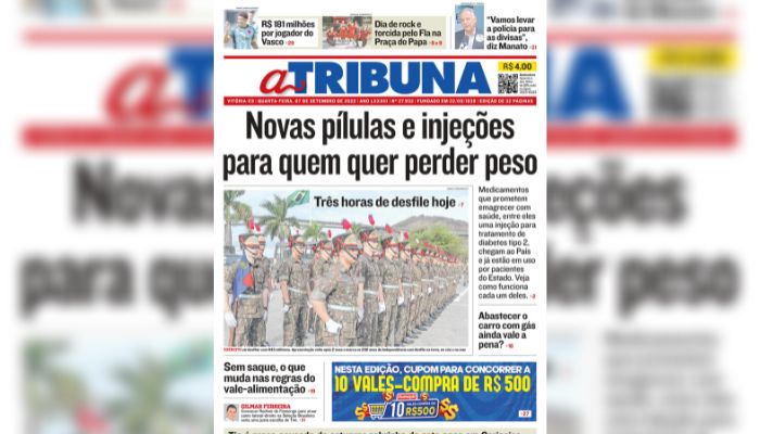 Confira os destaques do Jornal A Tribuna desta quarta-feira