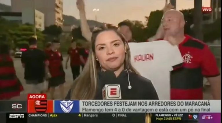 Repórter relata xingamentos e assédio de torcedor: ‘Último ato foi o beijo’