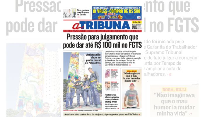 Confira os destaques do jornal A Tribuna desta quarta-feira