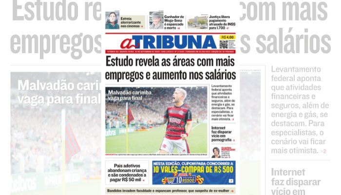 Confira os destaques do jornal A Tribuna desta quinta-feira