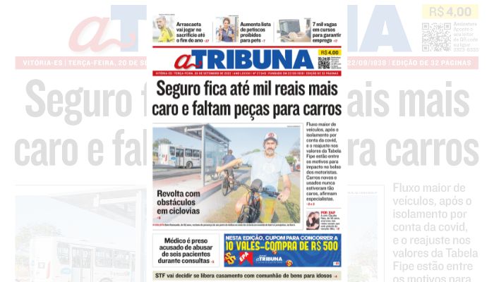 Confira os destaques do jornal A Tribuna desta terça-feira