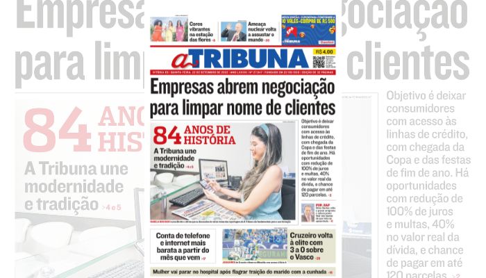 Confira os destaques do jornal A Tribuna desta quinta-feira