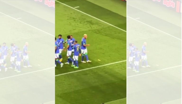 Banana é atirada na direção de Richarlison após gol da seleção diante da Tunísia