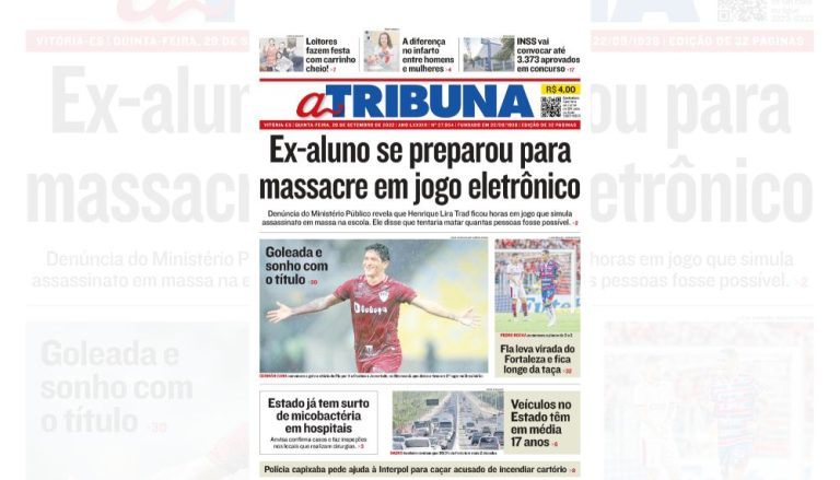 Confira os destaques do jornal A Tribuna desta quinta-feira