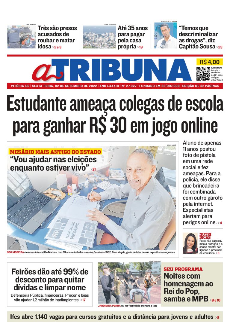 Confira os destaques do Jornal A Tribuna desta sexta-feira