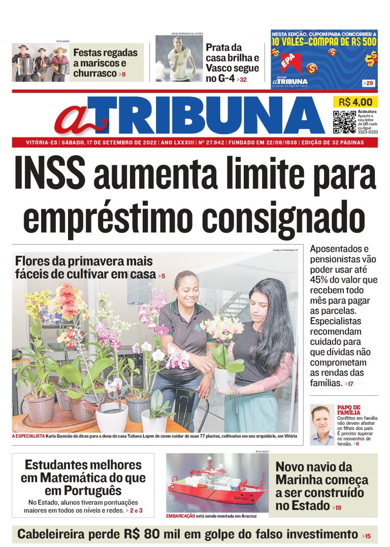 Confira os destaques do jornal A Tribuna deste sábado