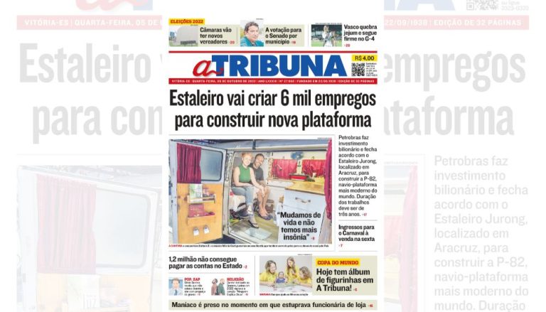 Confira os destaques do jornal A Tribuna desta quarta-feira