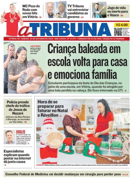 Confira os destaques do Jornal A Tribuna deste sábado