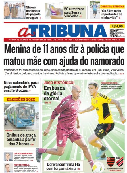 Confira os destaques do Jornal A Tribuna deste sábado
