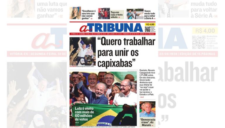 Confira os destaques do jornal A Tribuna desta segunda-feira