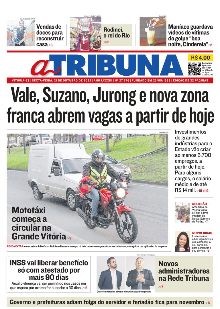 Confira os destaques do Jornal A Tribuna desta sexta-feira