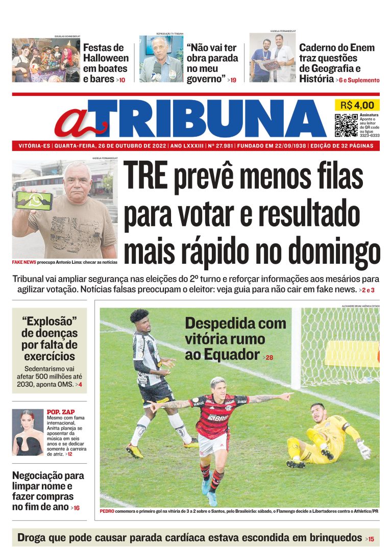 Confira os destaques do Jornal A Tribuna desta quarta-feira
