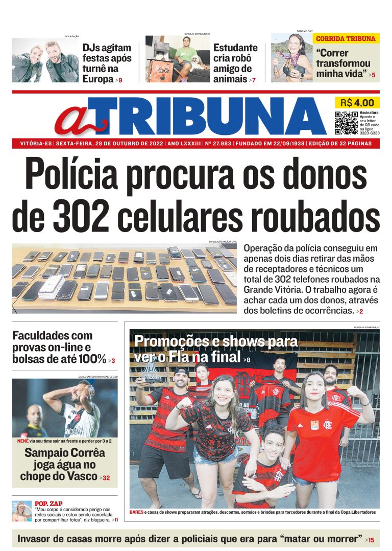 Confira os destaques do Jornal A Tribuna desta sexta-feira