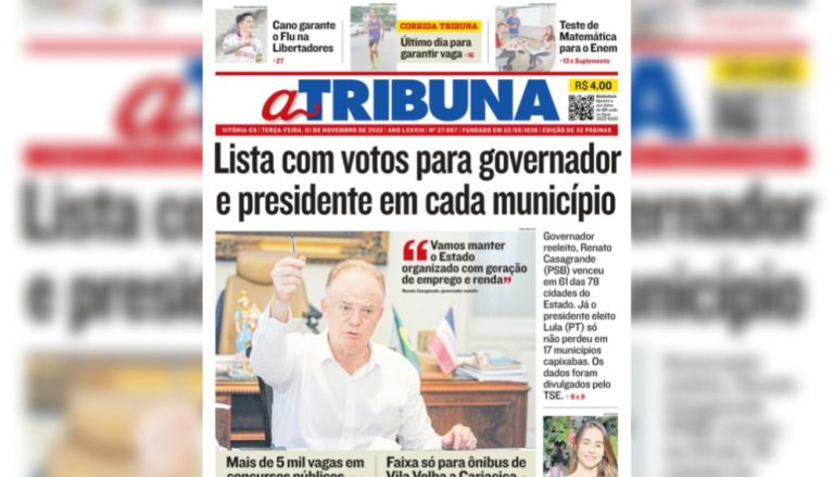 Confira os destaques do Jornal A Tribuna desta terça-feira