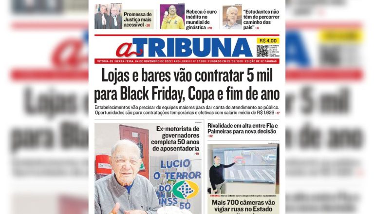 Confira os destaques do Jornal A Tribuna desta sexta-feira