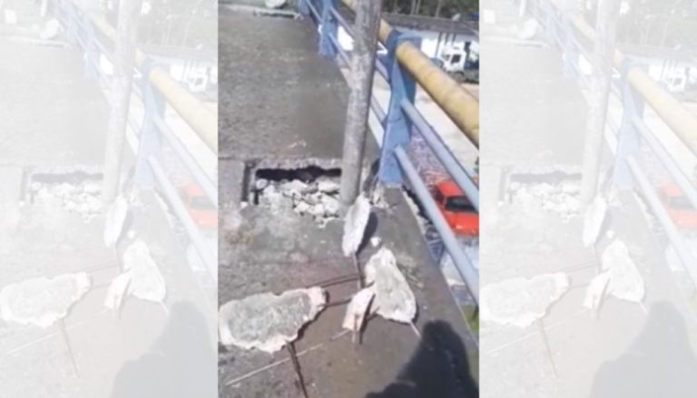 Homem é atingido por pedra que se soltou de viaduto e tem o nariz quebrado