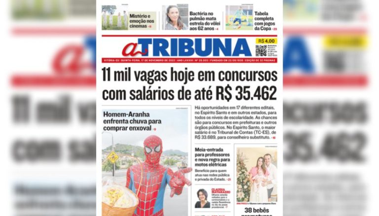Confira os destaques do Jornal A Tribuna desta quinta-feira