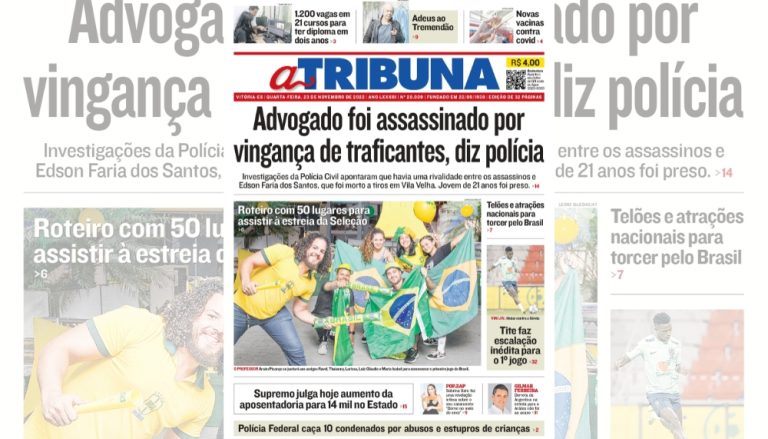 Confira os destaques do jornal A Tribuna desta quarta-feira