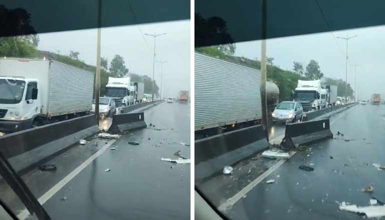 Acidente entre carro e carreta deixa um ferido na Rodovia do Contorno