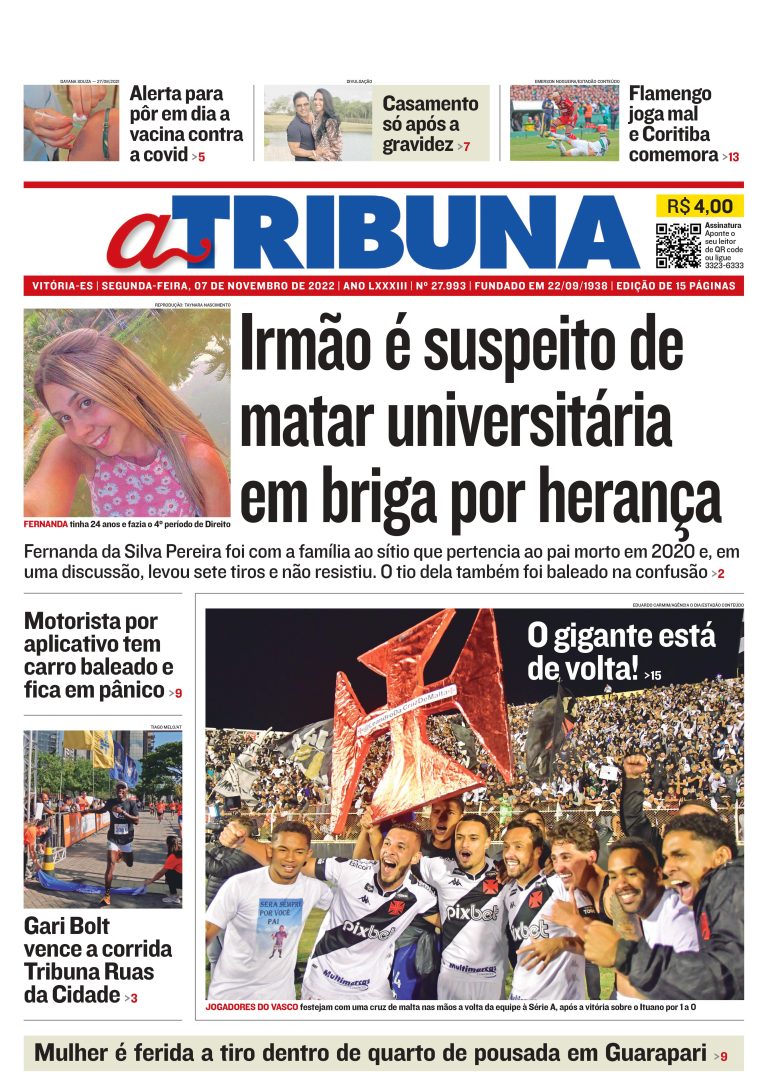 Confira os destaques do Jornal A Tribuna desta segunda-feira