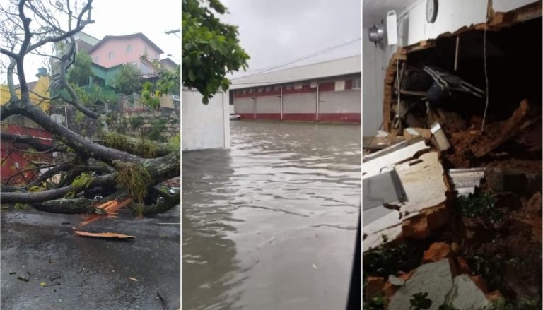 VÍDEOS | Tempestade alaga ruas, derruba árvores e causa prejuízos no ES