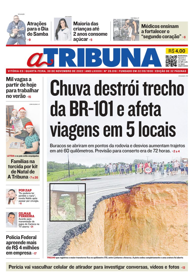 Confira os destaques do Jornal A Tribuna desta quarta-feira