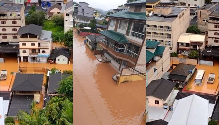Chuva interdita ruas e alaga lojas em cidades da região Serrana do ES