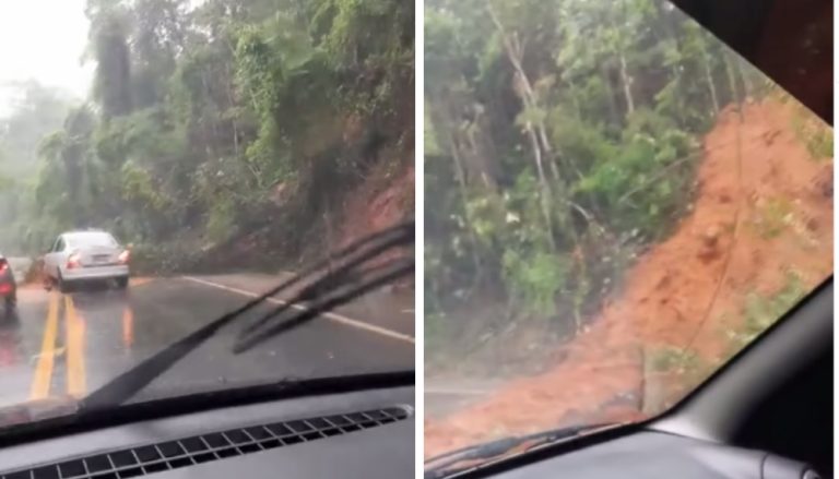 BR-262 tem novo ponto de interdição no ES após queda de barreira