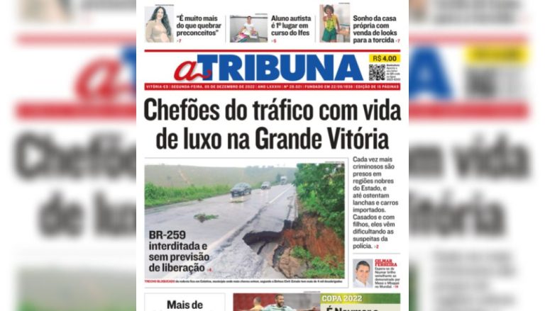 Confira os destaques do Jornal A Tribuna desta segunda-feira