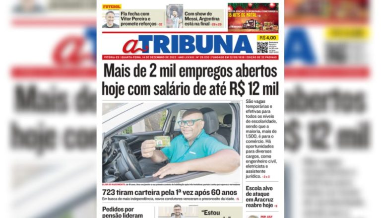 Confira os destaques do Jornal A Tribuna desta quarta-feira
