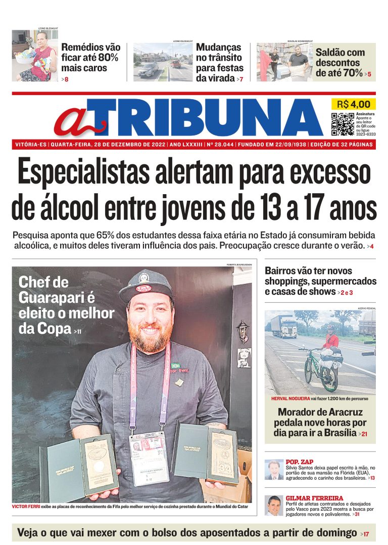 Confira os destaques do jornal A Tribuna desta quarta-feira