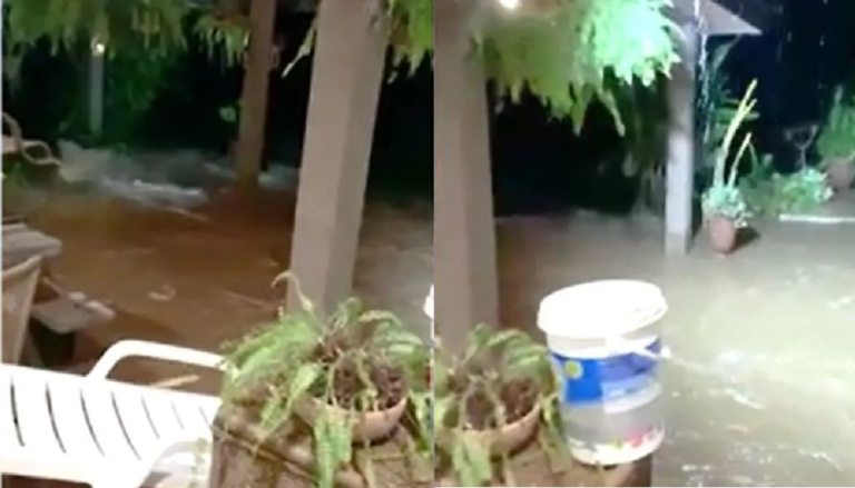 Rio transborda, interrompe estrada e deixa pessoas ilhadas no litoral do Paraná