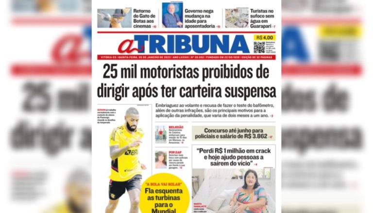 Confira os destaques do Jornal A Tribuna desta quinta-feira