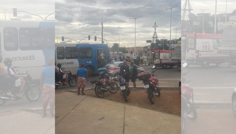 Mulher é atropelada por ônibus em frente a terminal de Cariacica