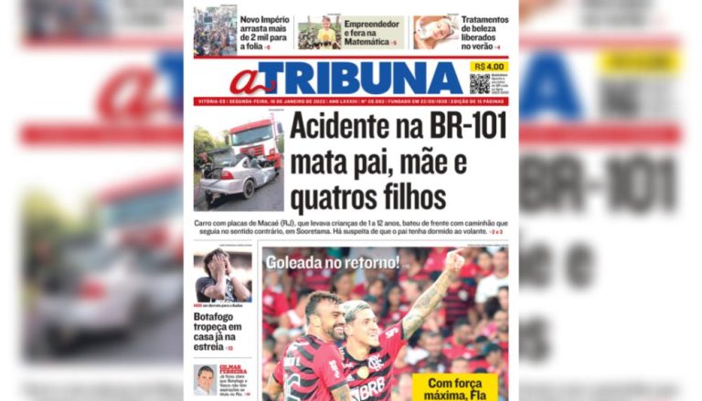 Confira os destaques do Jornal A Tribuna desta segunda-feira