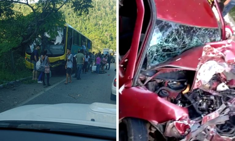 Acidente entre ônibus e carro deixa 7 pessoas feridas no ES