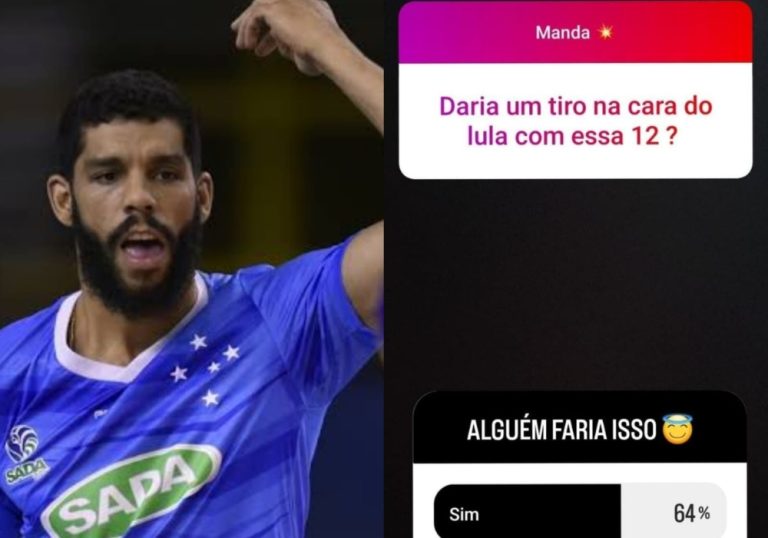 Wallace de Souza, da seleção de vôlei, sugere ‘tiro na cara’ de Lula em postagem