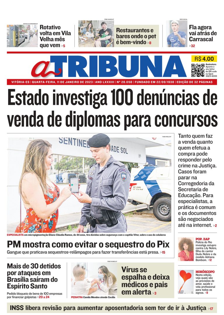 Confira os destaques do Jornal A Tribuna desta quarta-feira