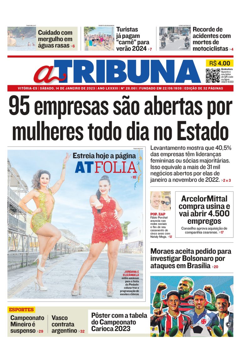 Confira os destaques do jornal A Tribuna deste sábado