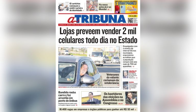 Confira os destaques do Jornal A Tribuna desta quinta-feira