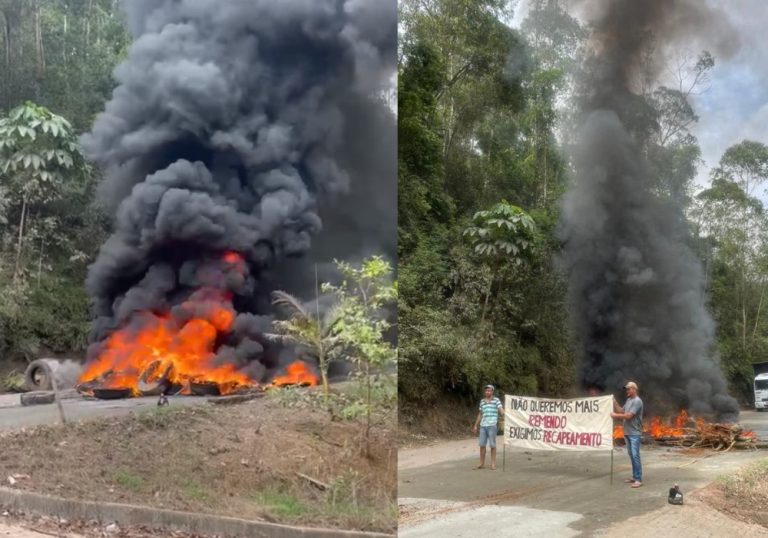 Moradores de cidade do ES fazem protesto contra situação de estrada