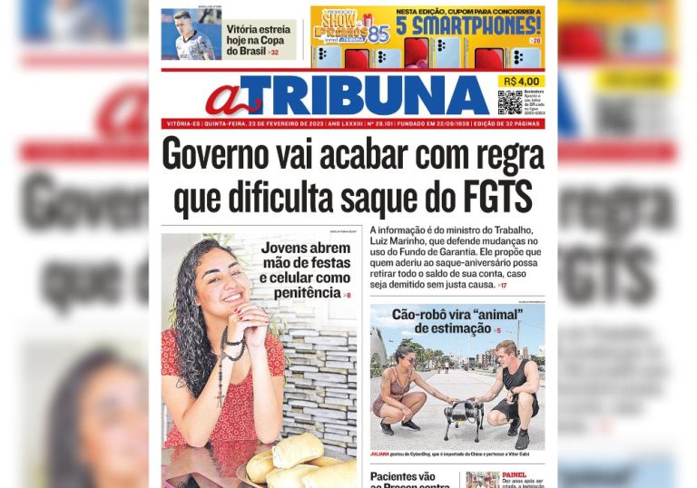 Confira os destaques do Jornal A Tribuna desta quinta-feira
